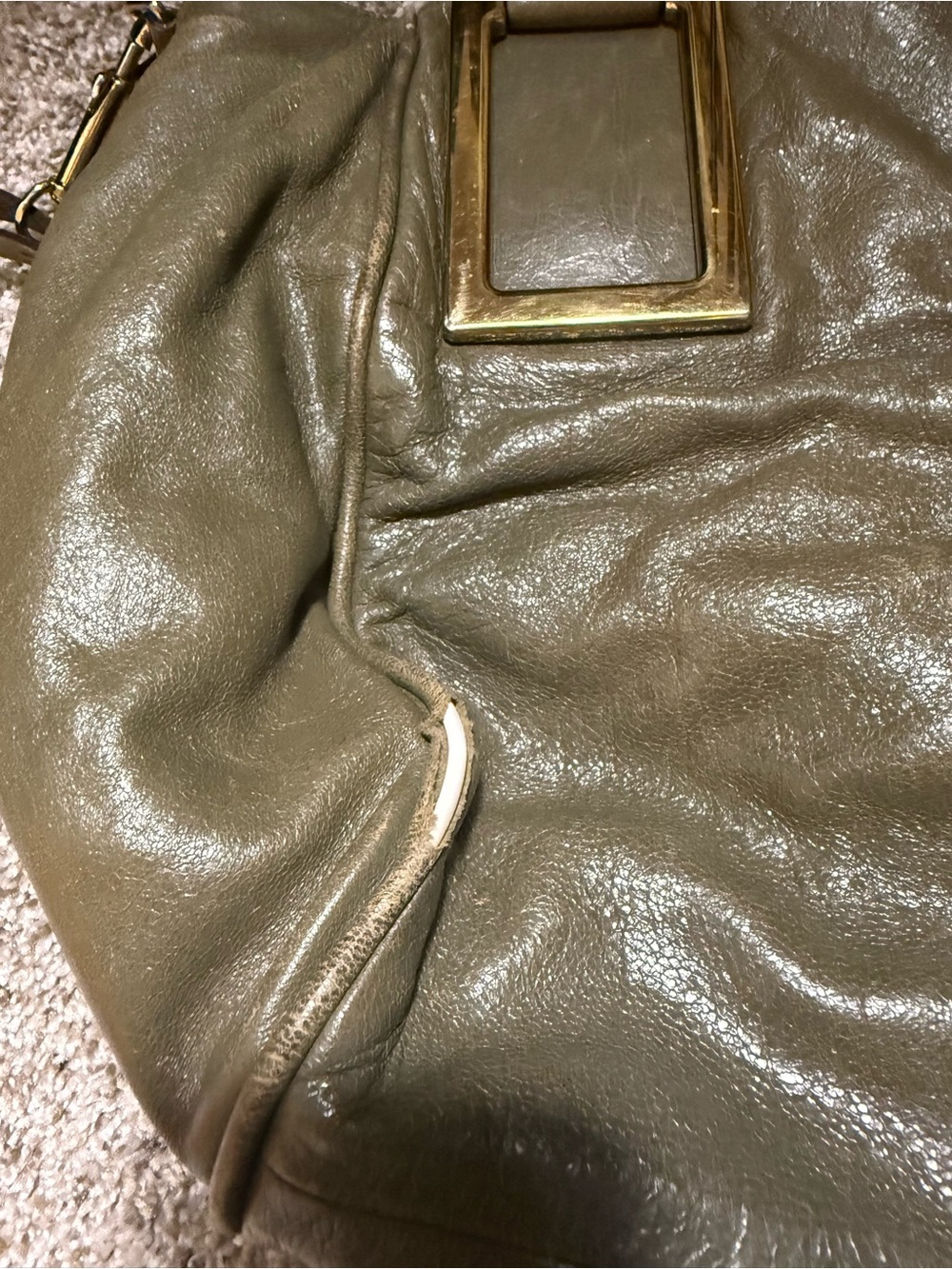 Chloe Olive Green Leather Shoulder Bag‎ with Gold Accents Project AS IS - Picture 4 of 12